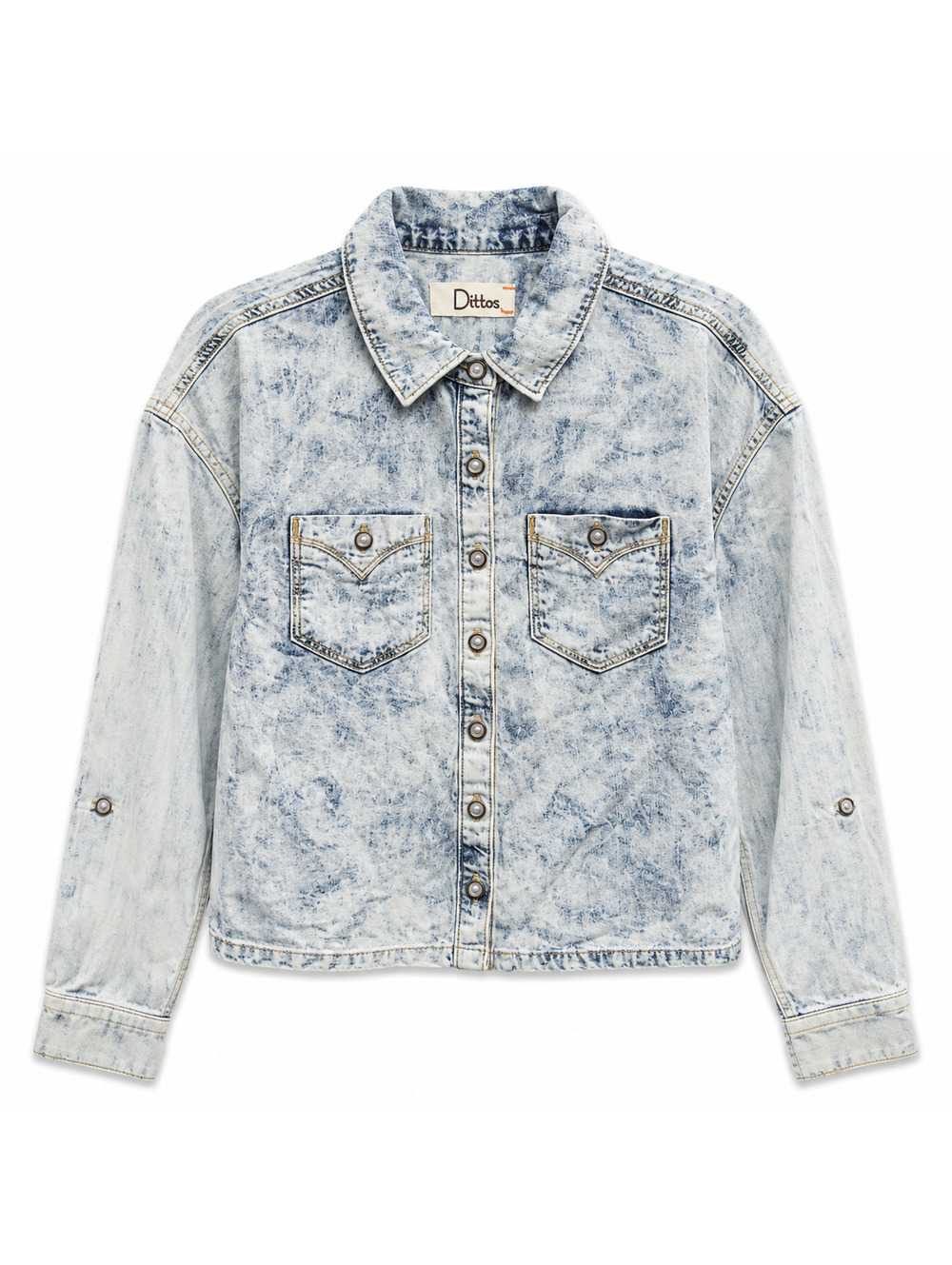 Dittos Carrie Bleach Acid Denim Top Size M